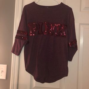 Quarter-Sleeve PINK maroon shirt